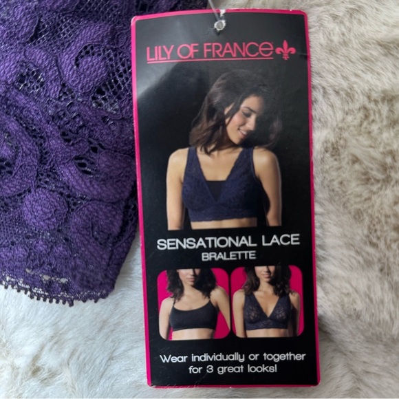 Lily of France purple sensational lace bralette in Size Large - Picture 8 of 10